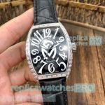 Swiss Replica Franck Muller Geneve Black Arabic Numerals Dial Watch